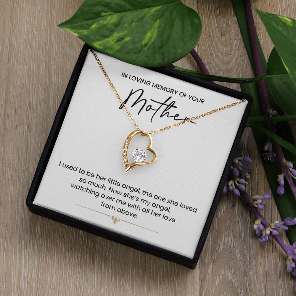 In Loving Memory Necklace For Mother – Heartfelt Memorial Jewelry Gift, From Her Little Angel To My Guardian Angel, Sentimental Keepsake For Eternal Love And Connection