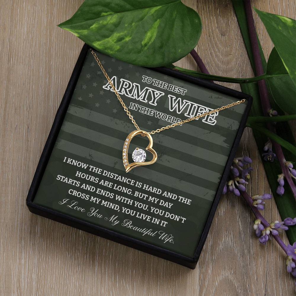 Army Wife Necklace - To The Best Wife In The World, A Heartfelt Gift Of Love Across Distance - Tribute To My Beautiful Wife