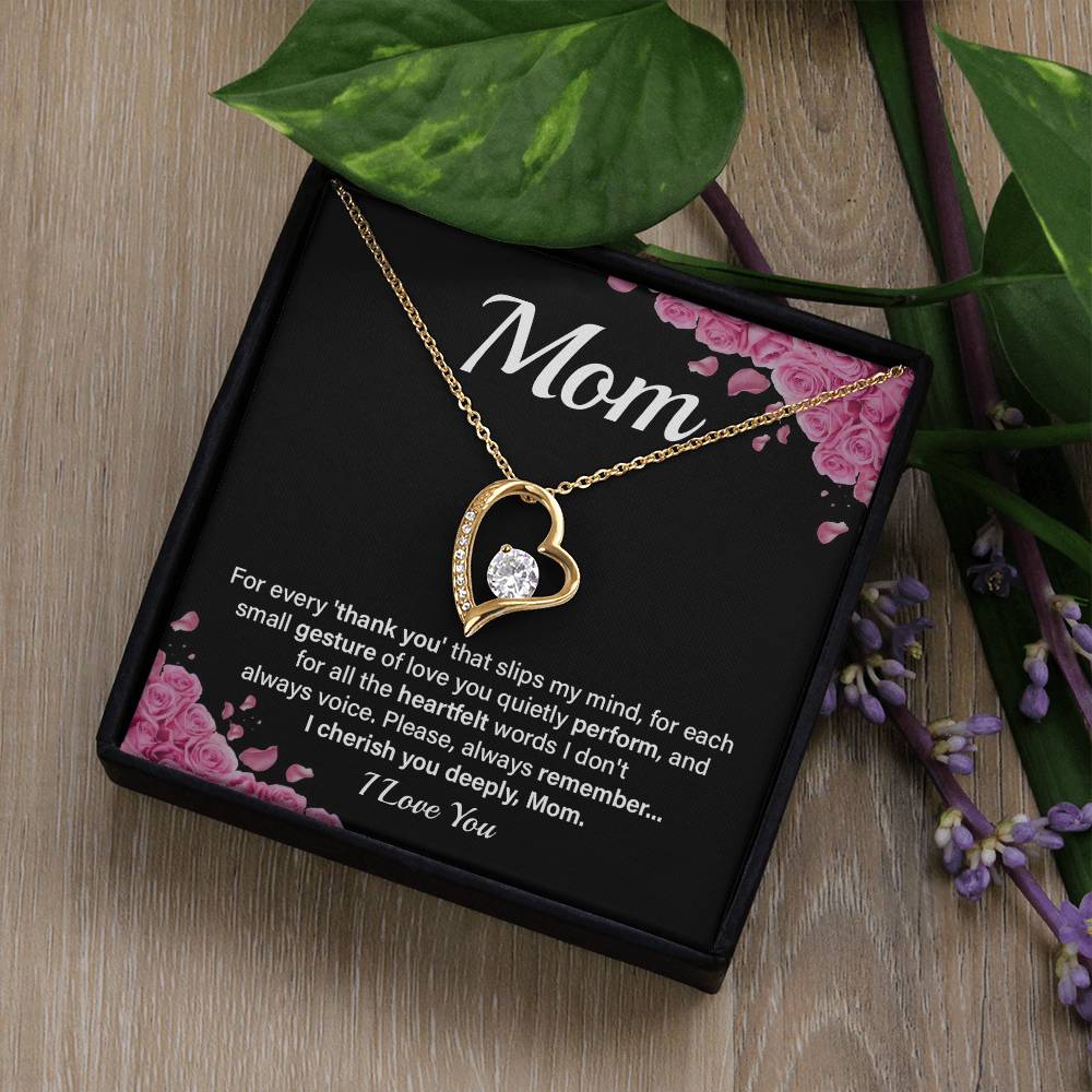 Heartfelt Mom Necklace Gift with Message Card