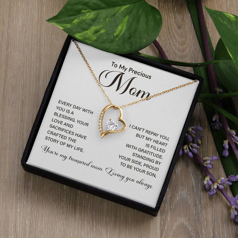 Mom Necklace from Son – Treasured Message of Gratitude and Love