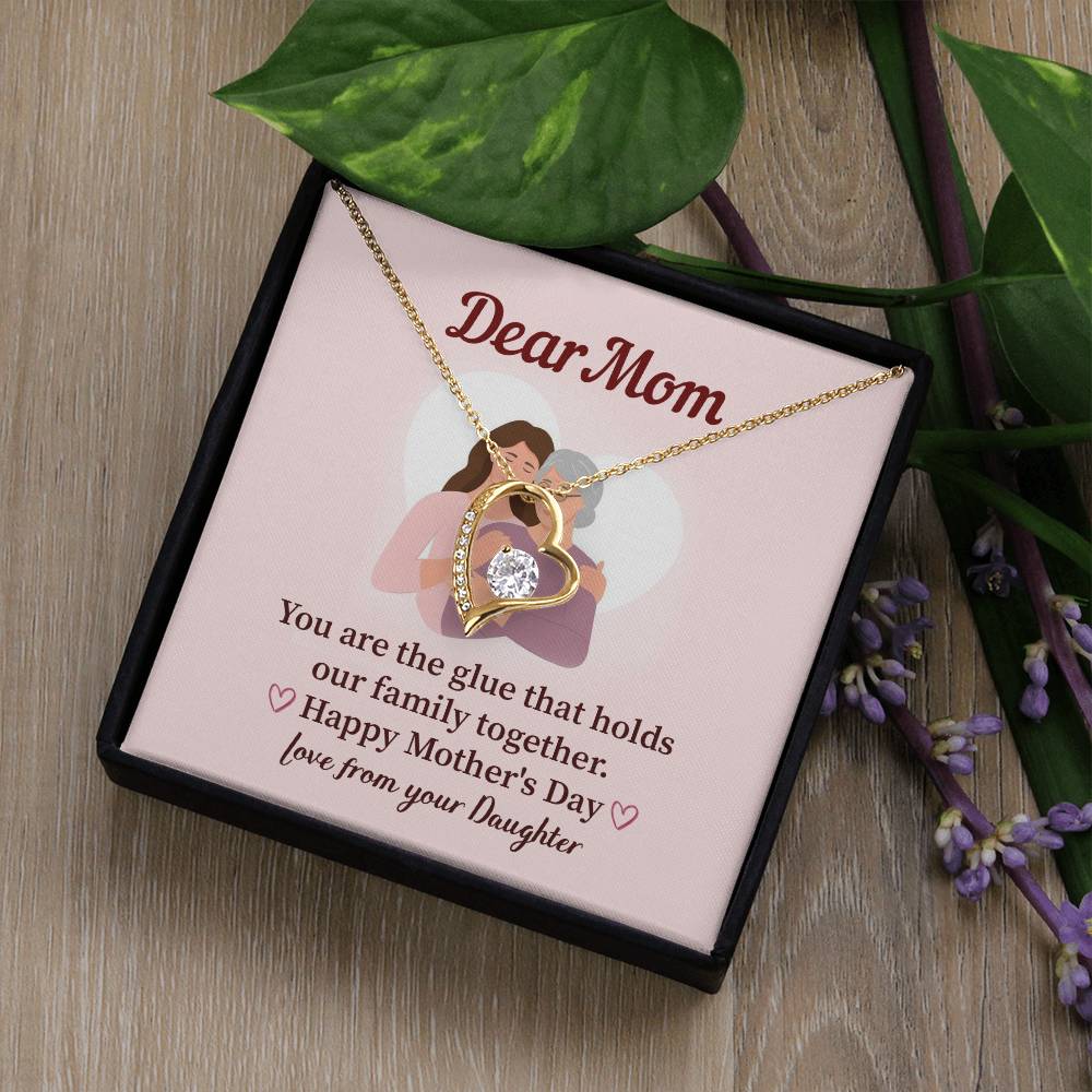 Dear Mom Family Glue Pendant Elegant Jewelry For A Mother’s Day Gift Sweet Gift For A Wonderful Woman Heartfelt Necklace Sentimental Jewelry Thank You Pendant Gift For A Special Mom Sweet Pendant For Family Love