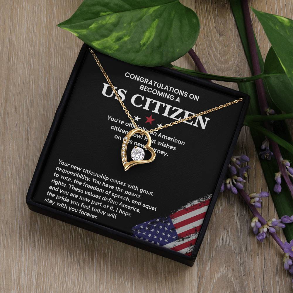 Congratulations Necklace For New U.s. Citizen Necklace For New U.s. Citizen Necklace With Citizenship Message Necklace For Official U.s. Citizen Necklace For New U.s. Patriot Jewelry For New U.s. Citizen Gift For U.s. Citizenship Ceremony