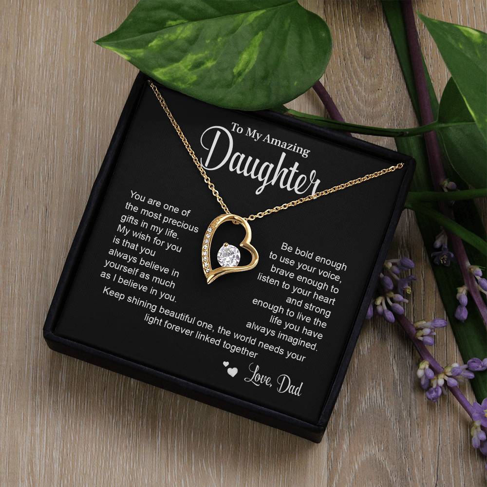 Daughter Necklace Gift from Dad with Message Card
