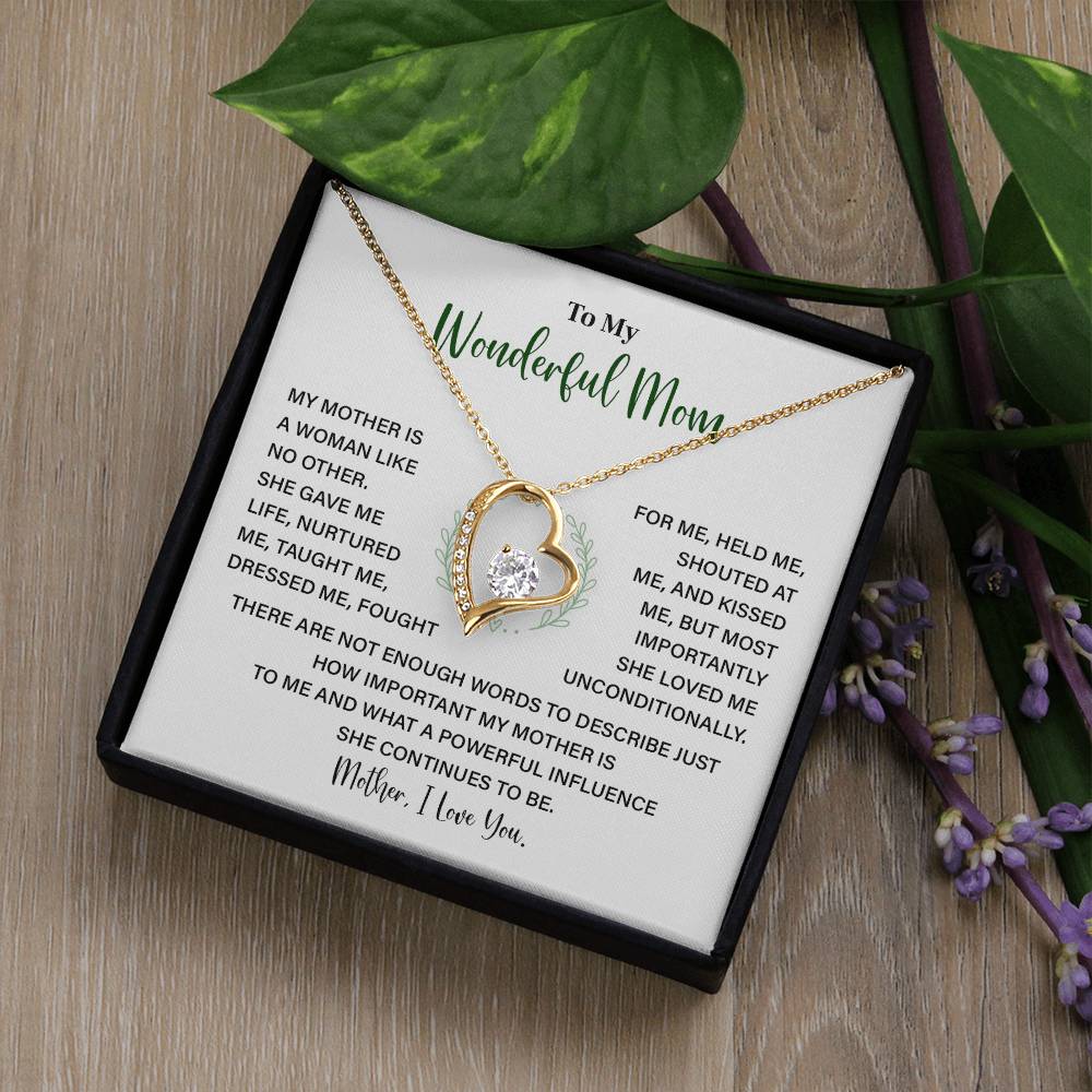 To My Wonderful Mom, Inspirational Gift Necklace For Mother Heart Pendant Necklace Best Christmas Necklace Gift Inspirational Jewelry Gift  Sentimental Necklace Gift Meaningful Necklace Gift For Loving Mother Wonderful Mom Necklace Gift