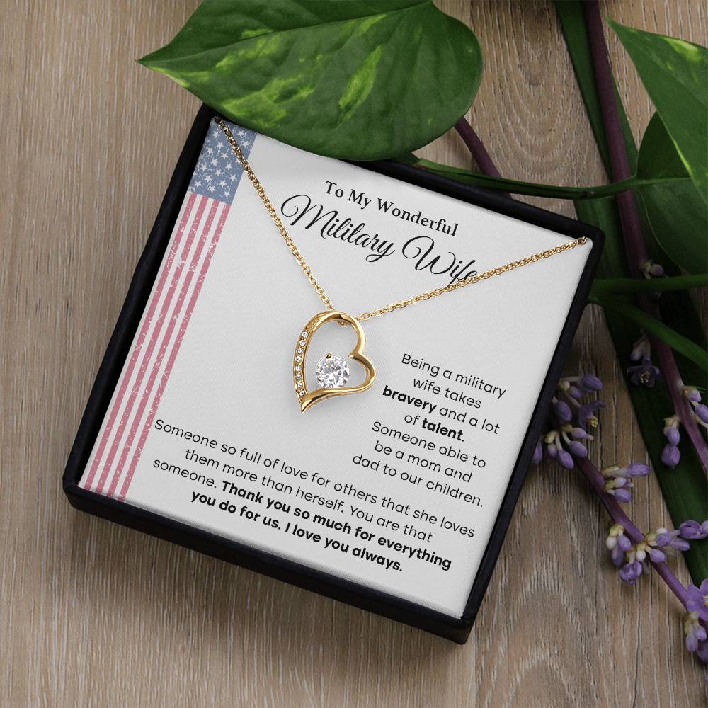 To My Wonderful Military Wife Heartfelt Jewelry Gift Military Wife Jewelry Supportive Necklace For Wives Bravery And Strength Jewelry Love And Appreciation Necklace Thank You Jewelry Gift Forever Loved Necklace Unique Jewelry For Wives