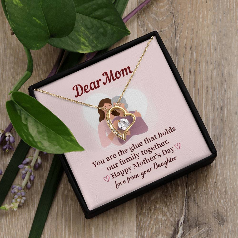 Dear Mom Family Glue Pendant Elegant Jewelry For A Mother’s Day Gift Sweet Gift For A Wonderful Woman Heartfelt Necklace Sentimental Jewelry Thank You Pendant Gift For A Special Mom Sweet Pendant For Family Love