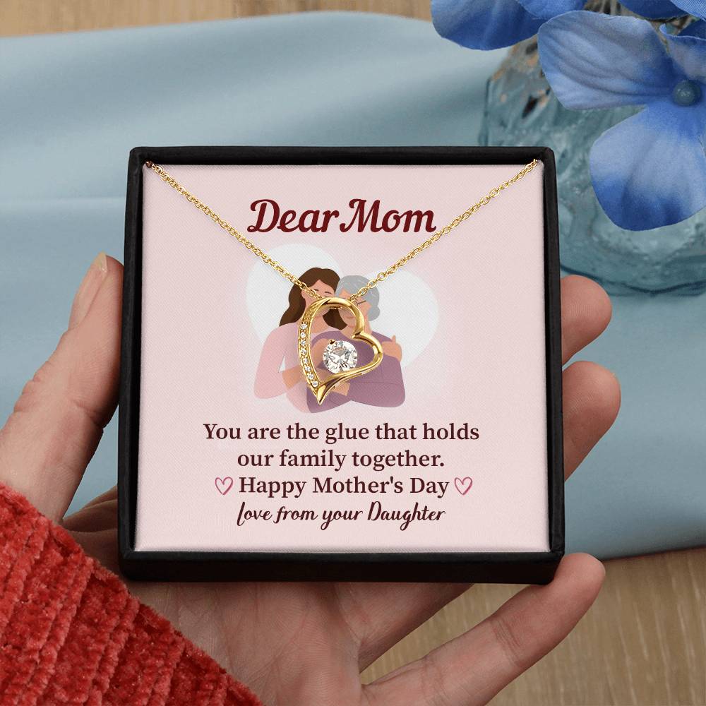 Dear Mom Family Glue Pendant Elegant Jewelry For A Mother’s Day Gift Sweet Gift For A Wonderful Woman Heartfelt Necklace Sentimental Jewelry Thank You Pendant Gift For A Special Mom Sweet Pendant For Family Love