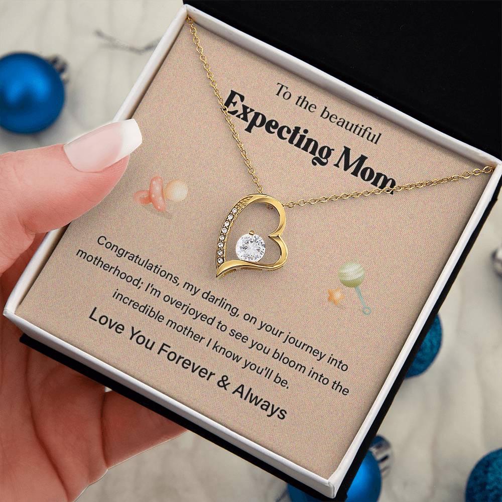 To The Beautiful Expecting Mom, Beautiful Expecting Mom Necklace Gift Best Necklace Gift For Expecting Mother Journey Into Motherhood Necklace Gift Necklace With Heartfelt Message Thoughtful Necklace Gift Best Mother’s Day Necklace Gift