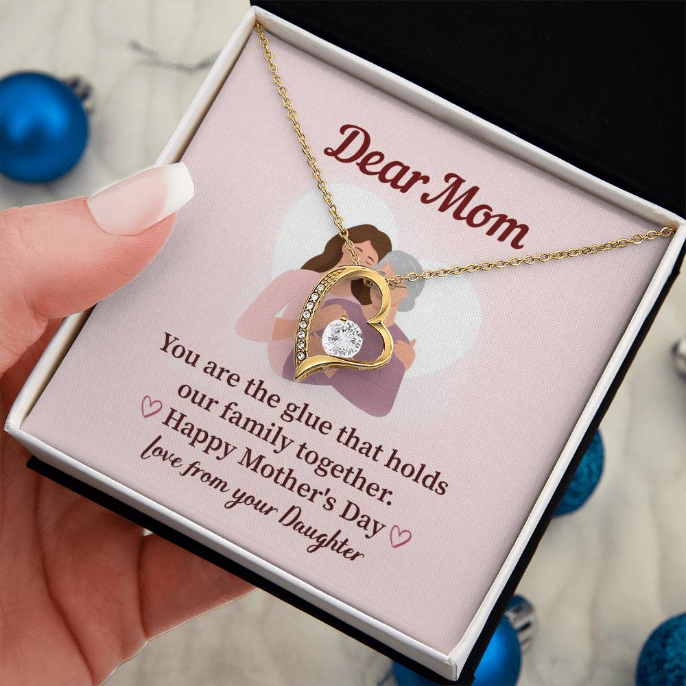 Dear Mom Family Glue Pendant Elegant Jewelry For A Mother’s Day Gift Sweet Gift For A Wonderful Woman Heartfelt Necklace Sentimental Jewelry Thank You Pendant Gift For A Special Mom Sweet Pendant For Family Love