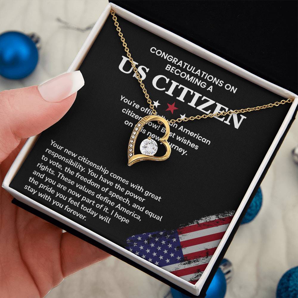 Congratulations Necklace For New U.s. Citizen Necklace For New U.s. Citizen Necklace With Citizenship Message Necklace For Official U.s. Citizen Necklace For New U.s. Patriot Jewelry For New U.s. Citizen Gift For U.s. Citizenship Ceremony