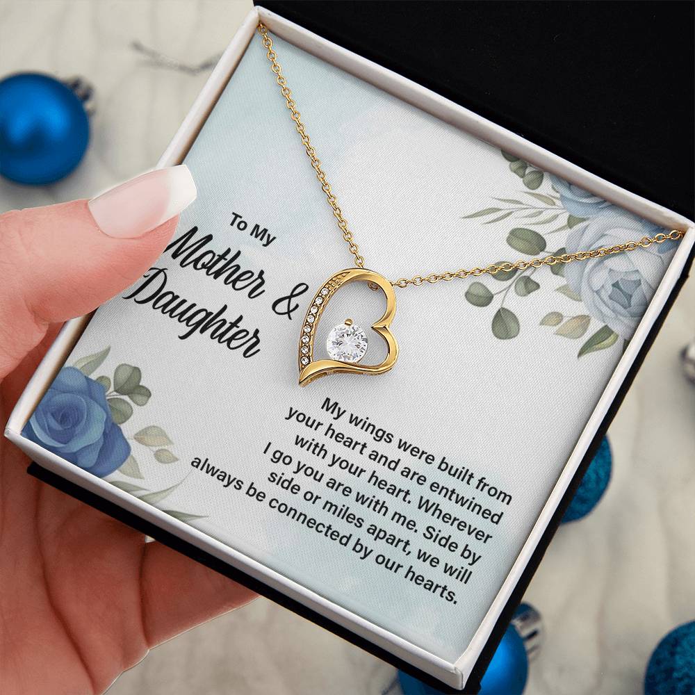 Mother Daughter Heart Necklace with Message Card