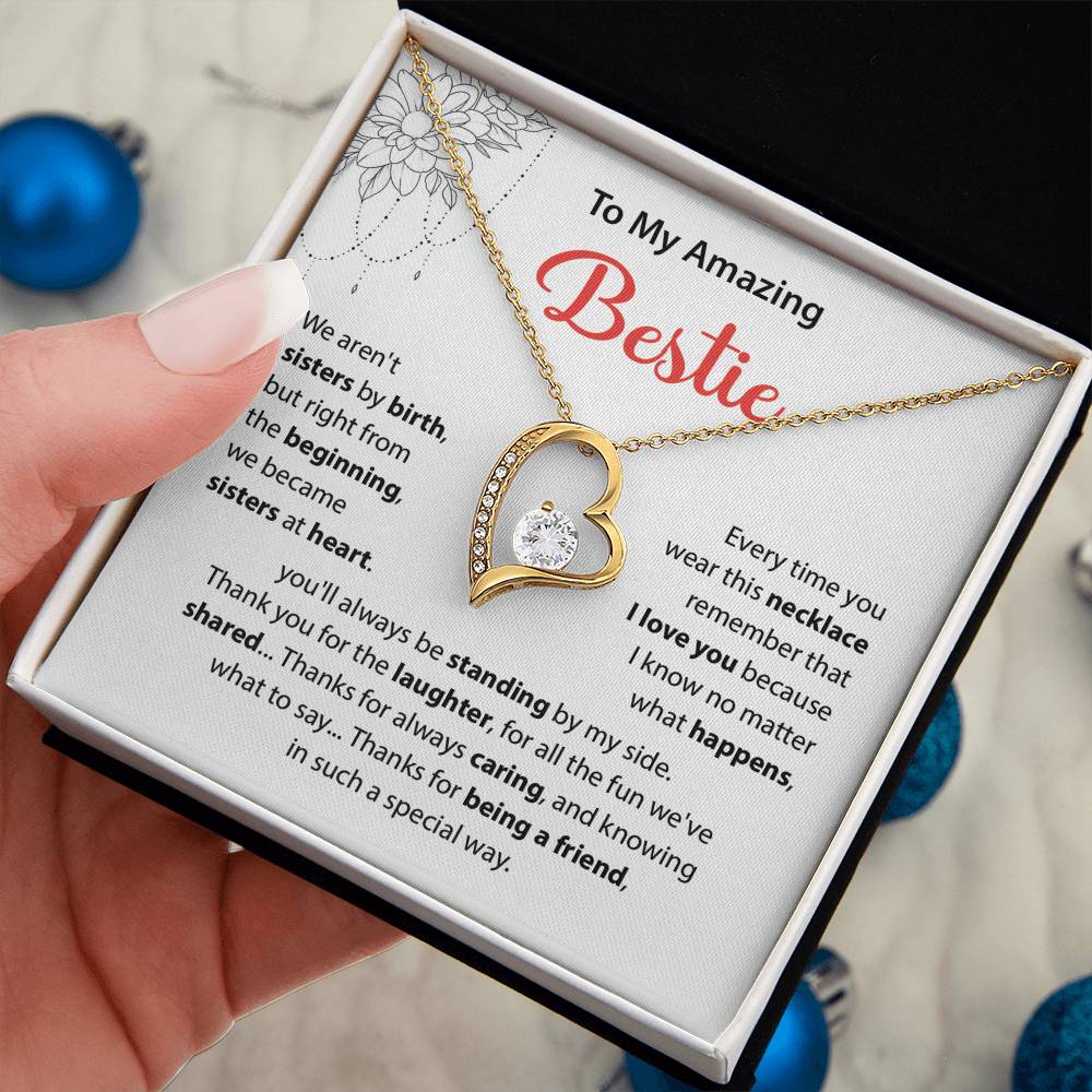 Bestie Heart Necklace Gift with Friendship Note