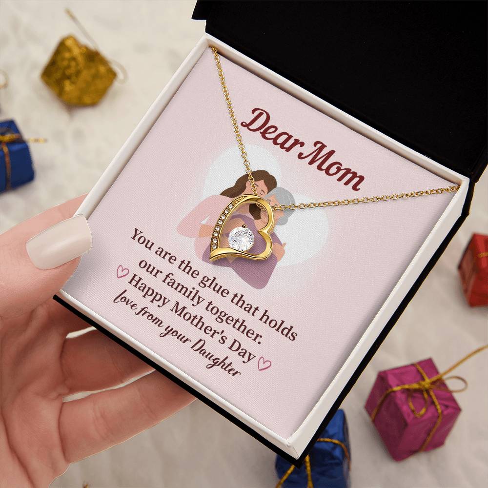 Dear Mom Family Glue Pendant Elegant Jewelry For A Mother’s Day Gift Sweet Gift For A Wonderful Woman Heartfelt Necklace Sentimental Jewelry Thank You Pendant Gift For A Special Mom Sweet Pendant For Family Love