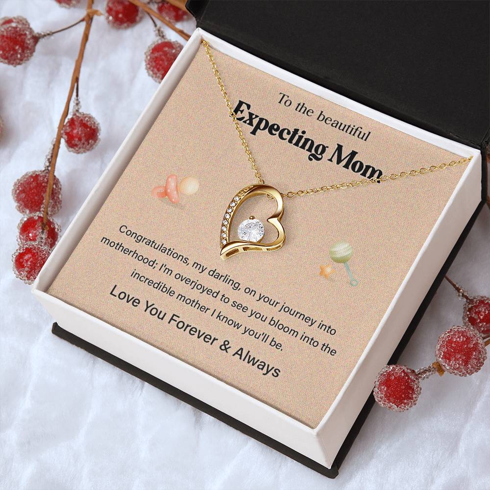 To The Beautiful Expecting Mom, Beautiful Expecting Mom Necklace Gift Best Necklace Gift For Expecting Mother Journey Into Motherhood Necklace Gift Necklace With Heartfelt Message Thoughtful Necklace Gift Best Mother’s Day Necklace Gift