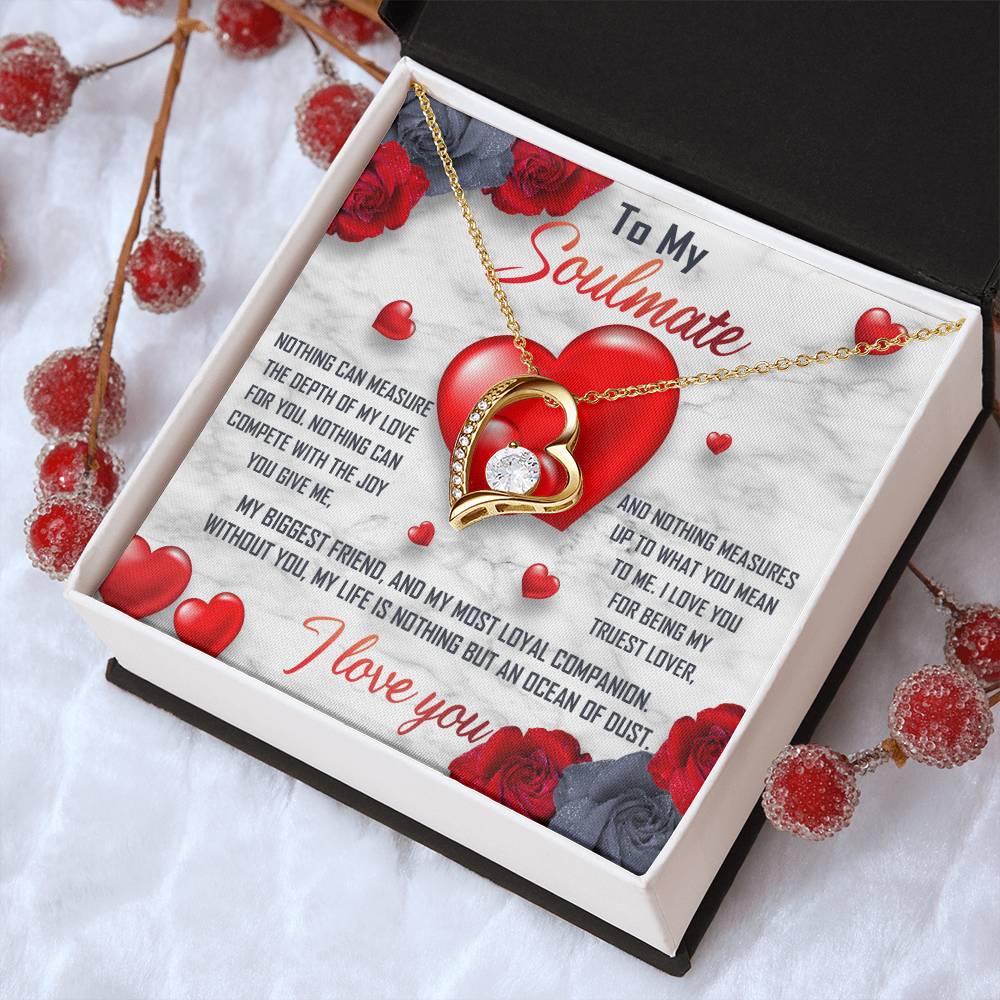 To My Soulmate Necklace Gift- Nothing Can Measure The Depth Of My Love For You, Valentine's Day Soulmate Jewelry With A Meaningful Message Card.