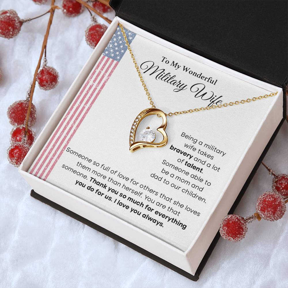 To My Wonderful Military Wife Heartfelt Jewelry Gift Military Wife Jewelry Supportive Necklace For Wives Bravery And Strength Jewelry Love And Appreciation Necklace Thank You Jewelry Gift Forever Loved Necklace Unique Jewelry For Wives