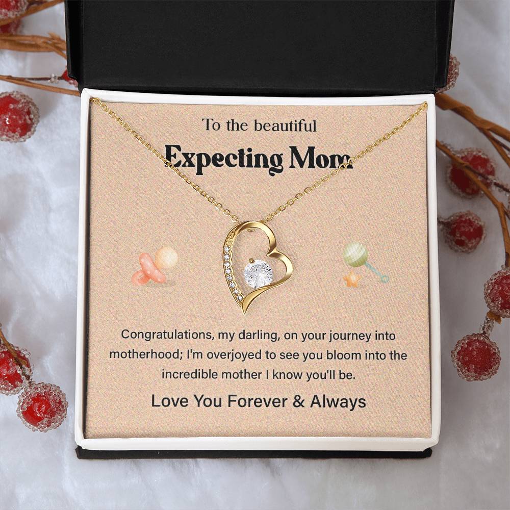 To The Beautiful Expecting Mom, Beautiful Expecting Mom Necklace Gift Best Necklace Gift For Expecting Mother Journey Into Motherhood Necklace Gift Necklace With Heartfelt Message Thoughtful Necklace Gift Best Mother’s Day Necklace Gift