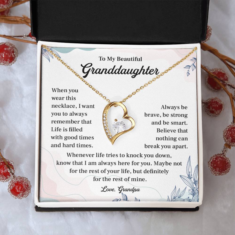 Granddaughter Necklace from Grandpa – Encouraging Message Card
