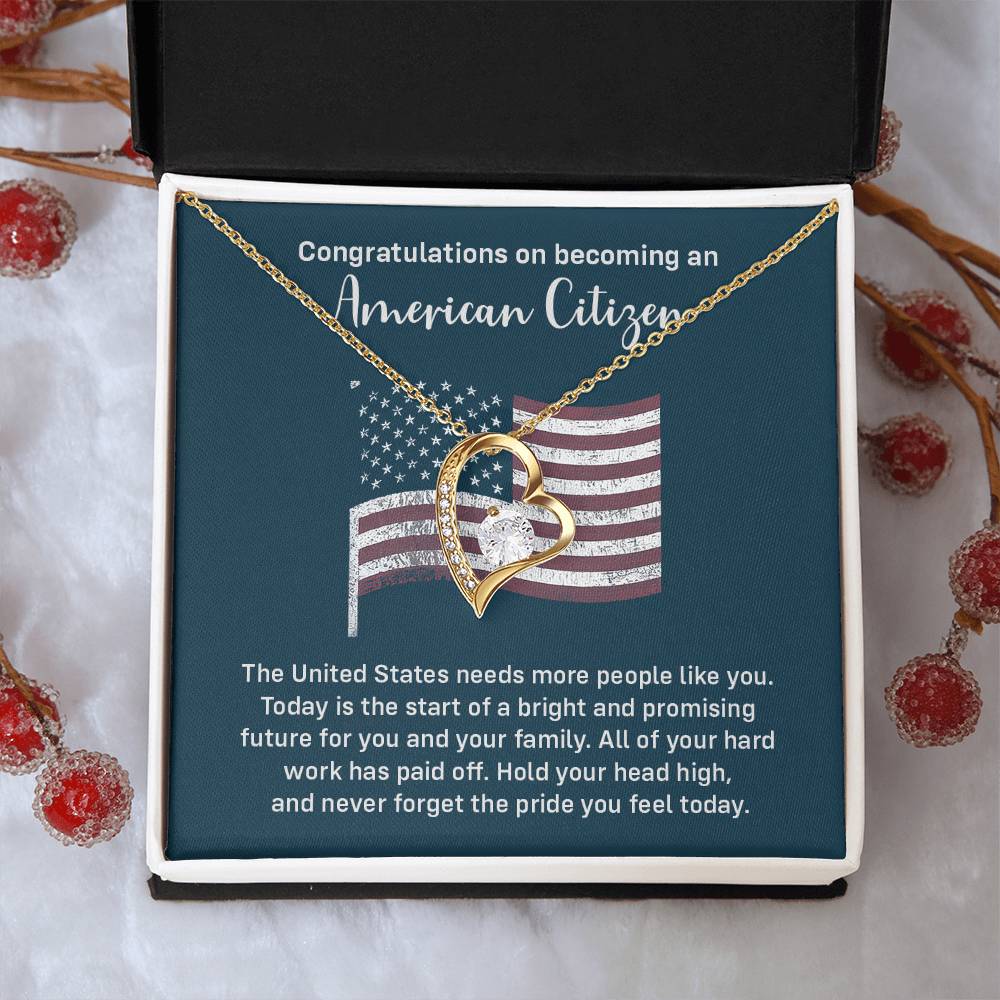 Congratulations Necklace For New American Citizen Necklace For New American Citizen Necklace With Citizenship Message Gift For New American Adventure Necklace For Pursuing Your Dreams Necklace For New Adventure As U.s. Citizen