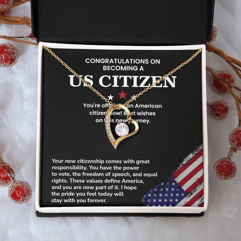 Congratulations Necklace For New U.s. Citizen Necklace For New U.s. Citizen Necklace With Citizenship Message Necklace For Official U.s. Citizen Necklace For New U.s. Patriot Jewelry For New U.s. Citizen Gift For U.s. Citizenship Ceremony