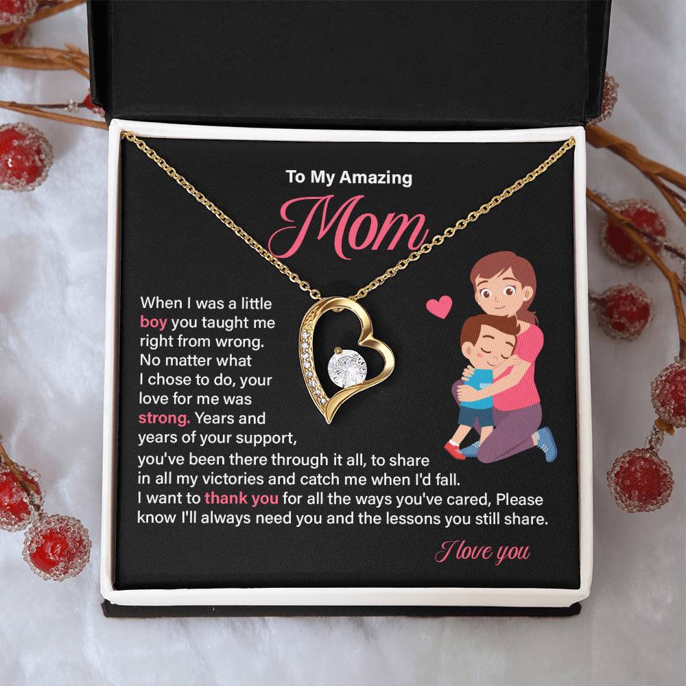 Heart Necklace Gift for Mom from Son – Thank You Mom