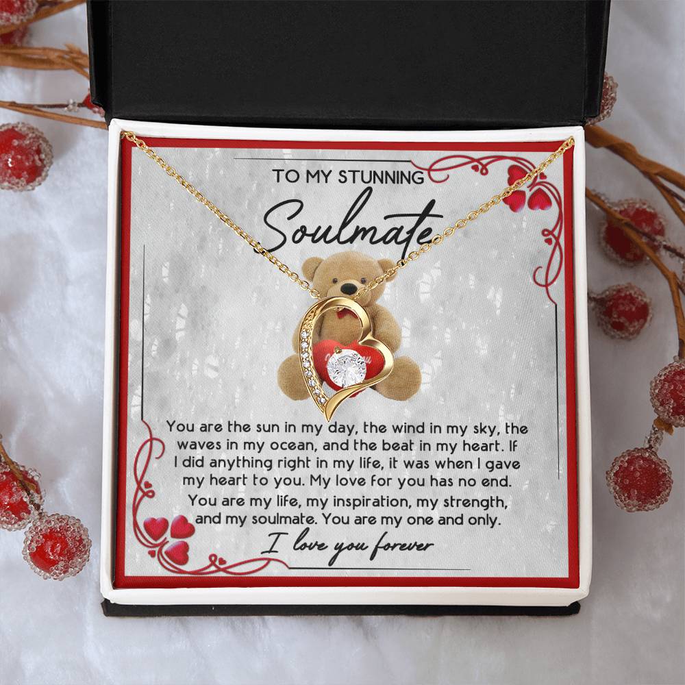 To My Stunning Soulmate Necklace Gift, Wife Girlfriend Soulmate Gift, Anniversary, Valentine's Day Birthday Gift, Soulmate Jewelry With Meaningful Message Card And Box.