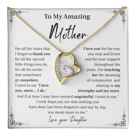 Mother Necklace Gift from Daughter with Message Card