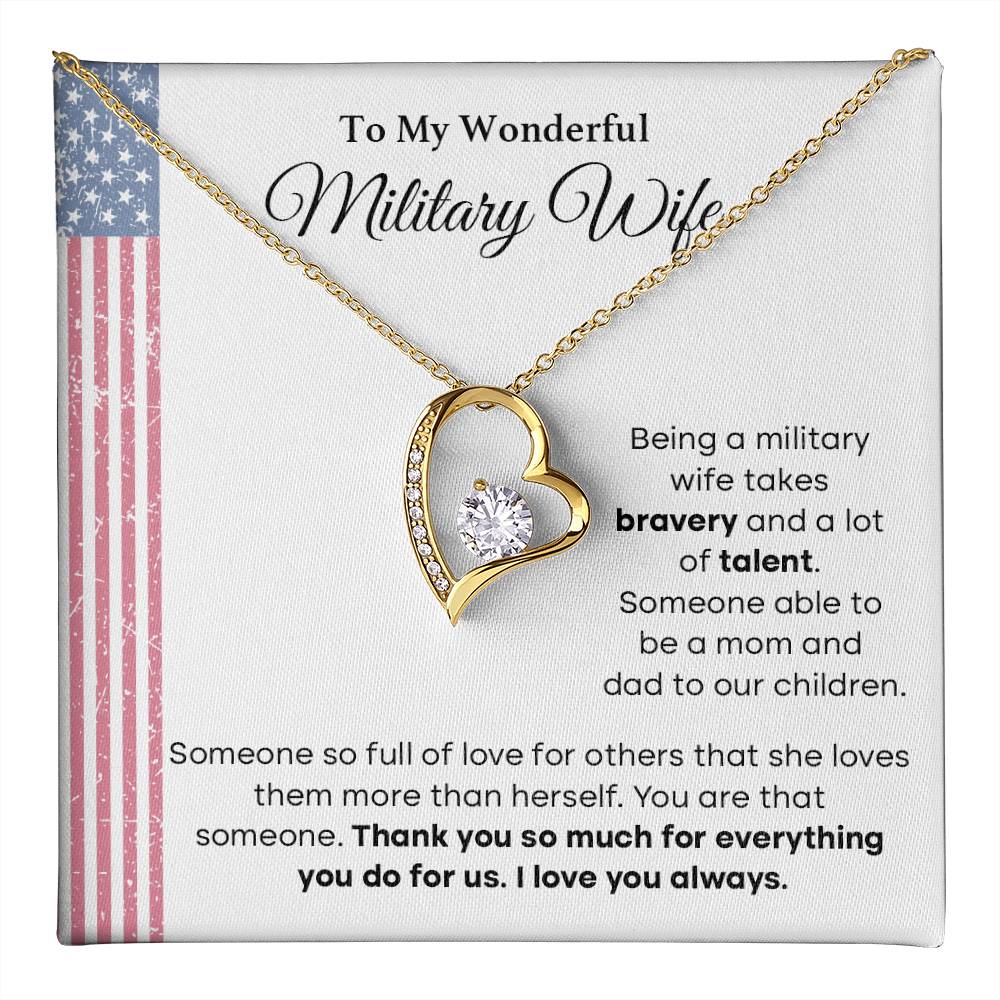 To My Wonderful Military Wife Heartfelt Jewelry Gift Military Wife Jewelry Supportive Necklace For Wives Bravery And Strength Jewelry Love And Appreciation Necklace Thank You Jewelry Gift Forever Loved Necklace Unique Jewelry For Wives