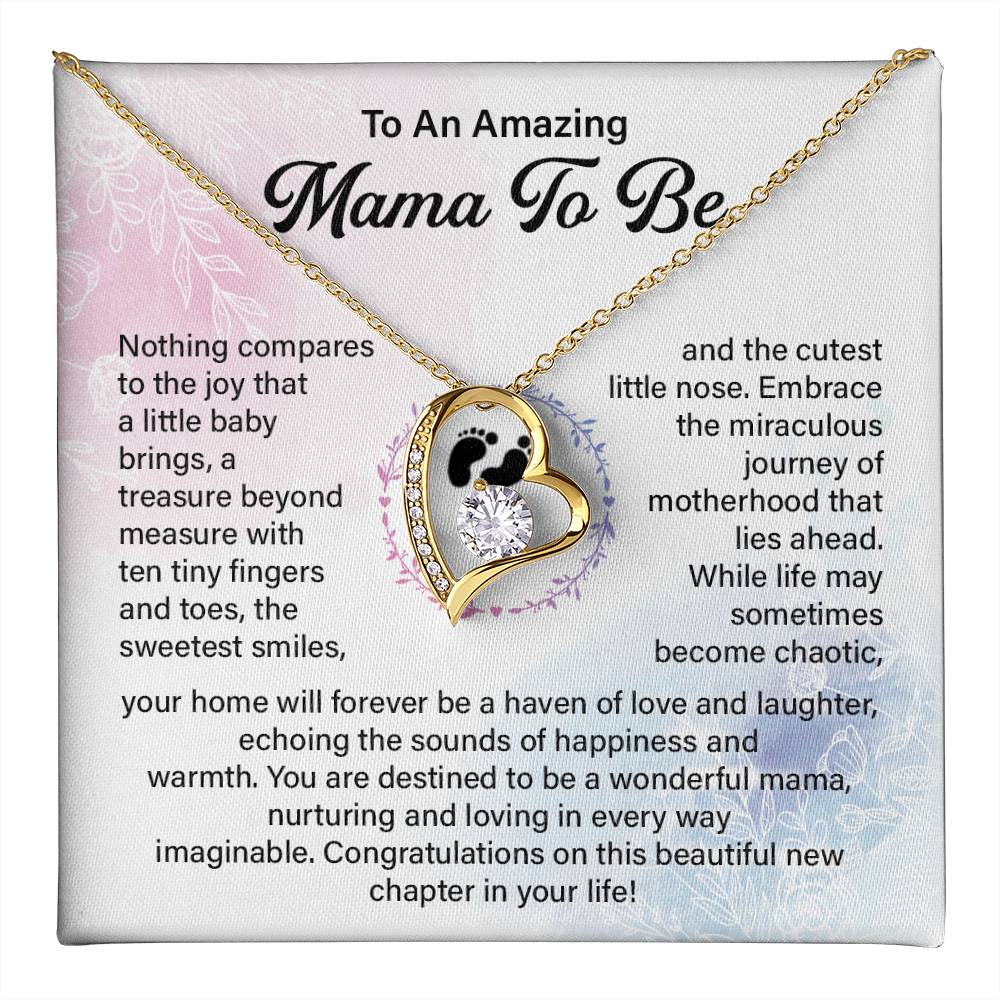 Mama To Be Heart Necklace with Baby Message
