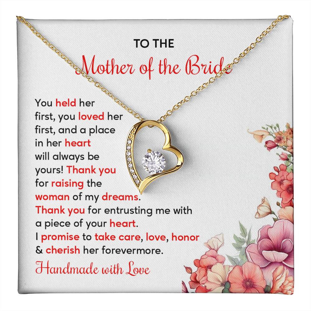 To The Mother Of The Bride, Heartfelt Necklace For Her Loving Jewelry For A Special Bond Thank You Gift For A Mother Sentimental Necklace For Love Appreciation Necklace For Her Beautiful Necklace Elegant Jewelry For Family Bond Thoughtful Necklace