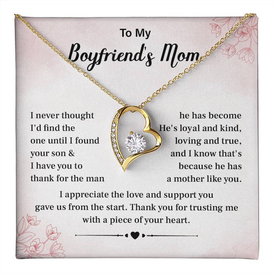 Boyfriend’s Mom Gift Necklace with Heartfelt Card