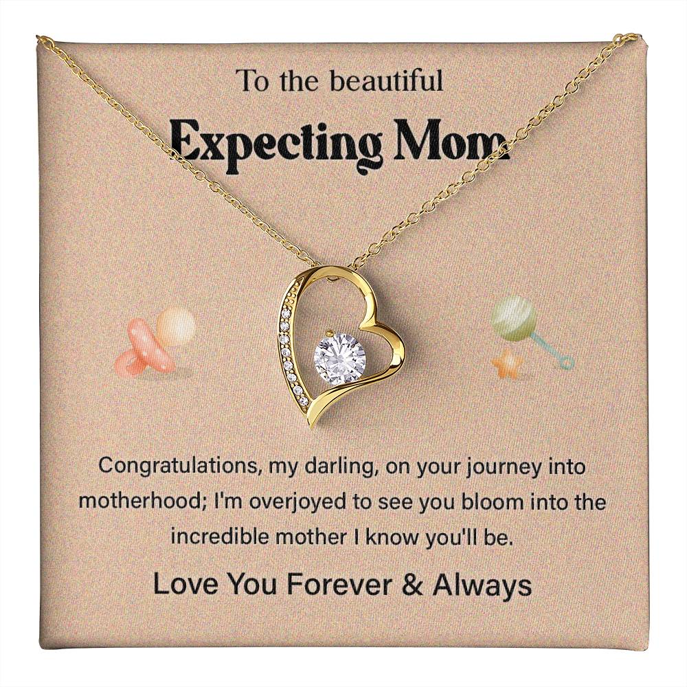 To The Beautiful Expecting Mom, Beautiful Expecting Mom Necklace Gift Best Necklace Gift For Expecting Mother Journey Into Motherhood Necklace Gift Necklace With Heartfelt Message Thoughtful Necklace Gift Best Mother’s Day Necklace Gift