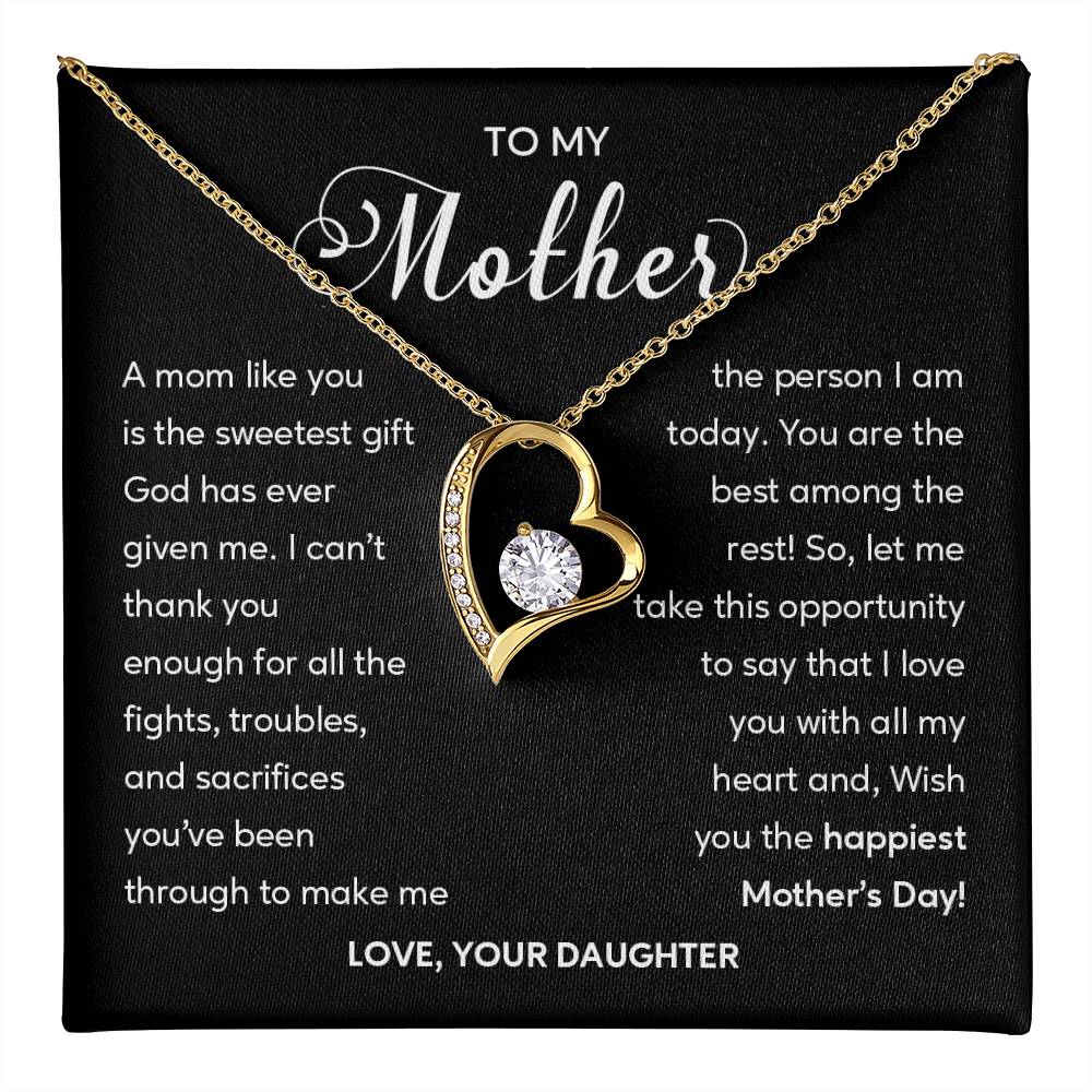 Heart Shape Necklace For Mom From Daughter With Gift Box