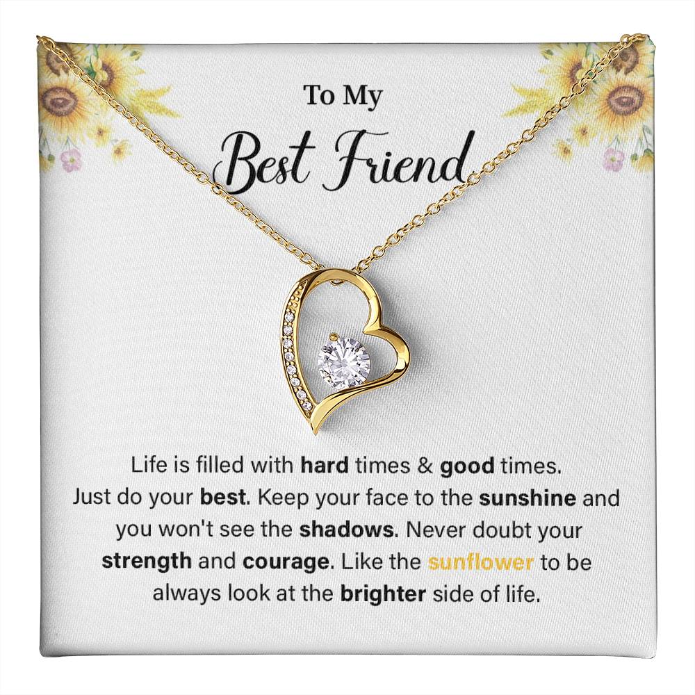 Sunflower Heart Necklace for Best Friend with Message Card