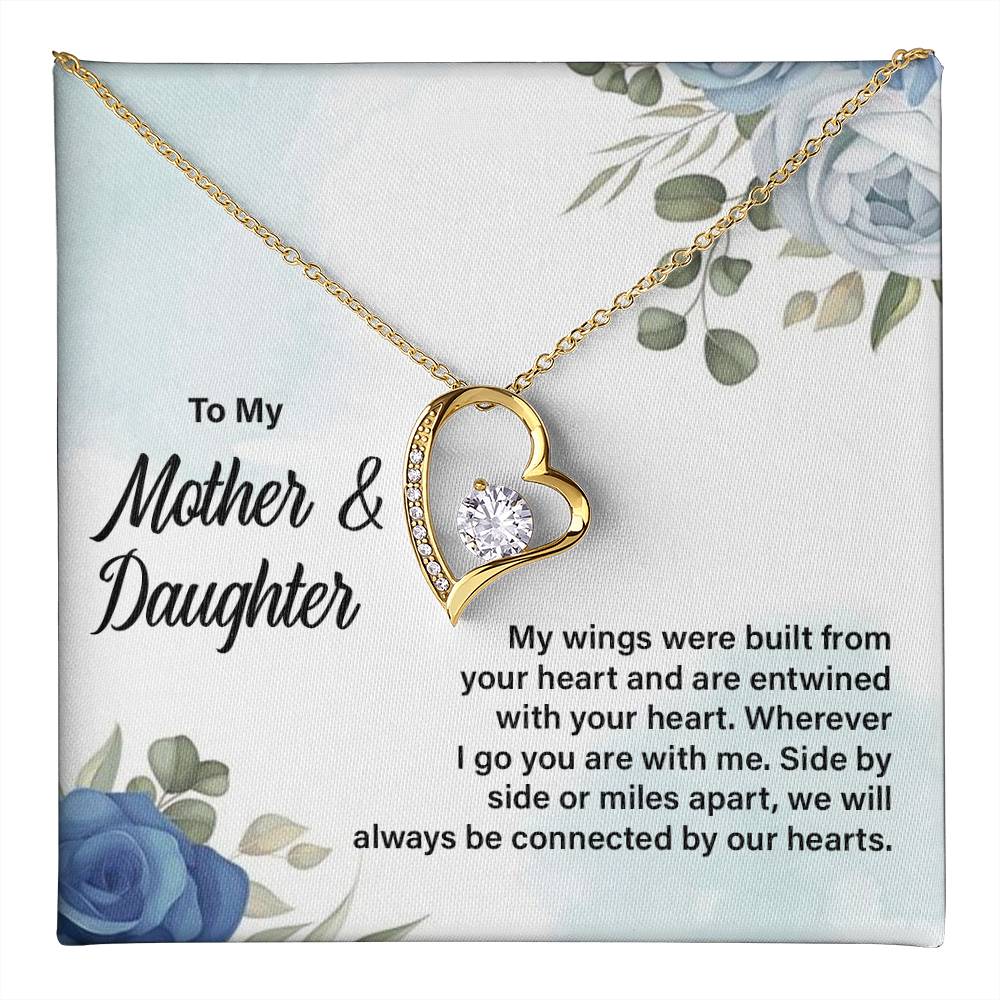 Mother Daughter Heart Necklace with Message Card
