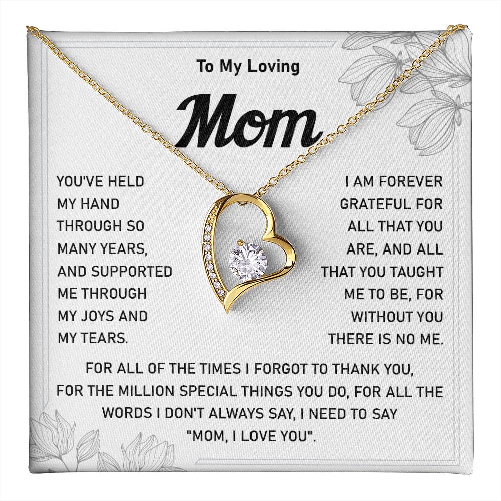Heart Necklace Gift for Loving Mom from Daughter or Son