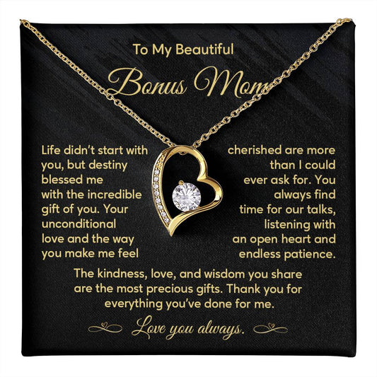 Bonus Mom Necklace Gift with Message from Stepkid