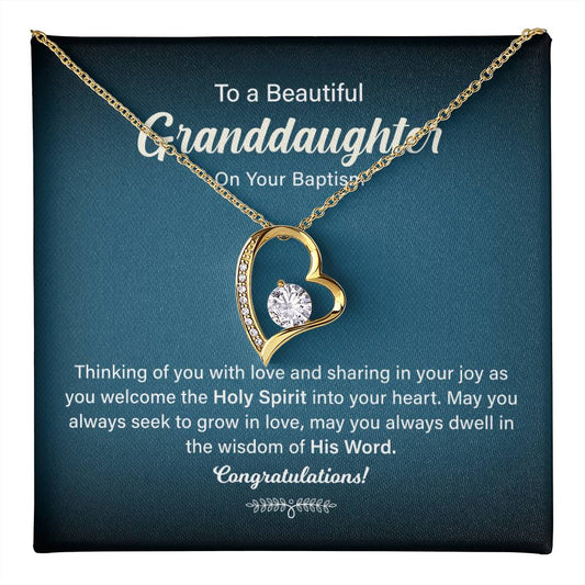 Granddaughter Baptism Necklace Gift with Message Card