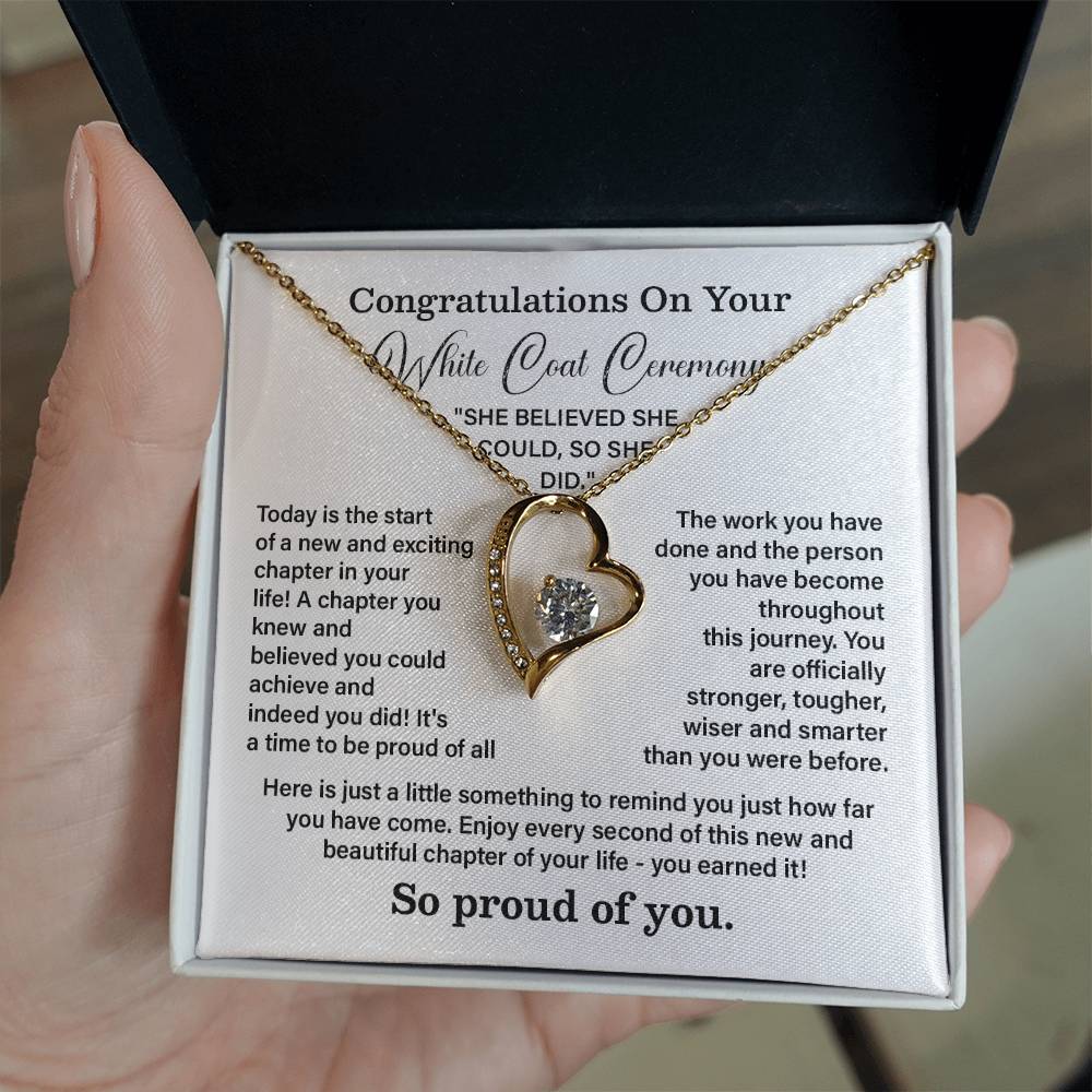 Congratulations On Your White Coat Ceremony New Adventures Necklace Hard Work Pay Off Necklace Enjoy The Journey Necklace Personal Growth Jewelry Daily Inspiration Necklace Heartfelt Message Necklace Congratulation Necklace She Believed She Could Necklace