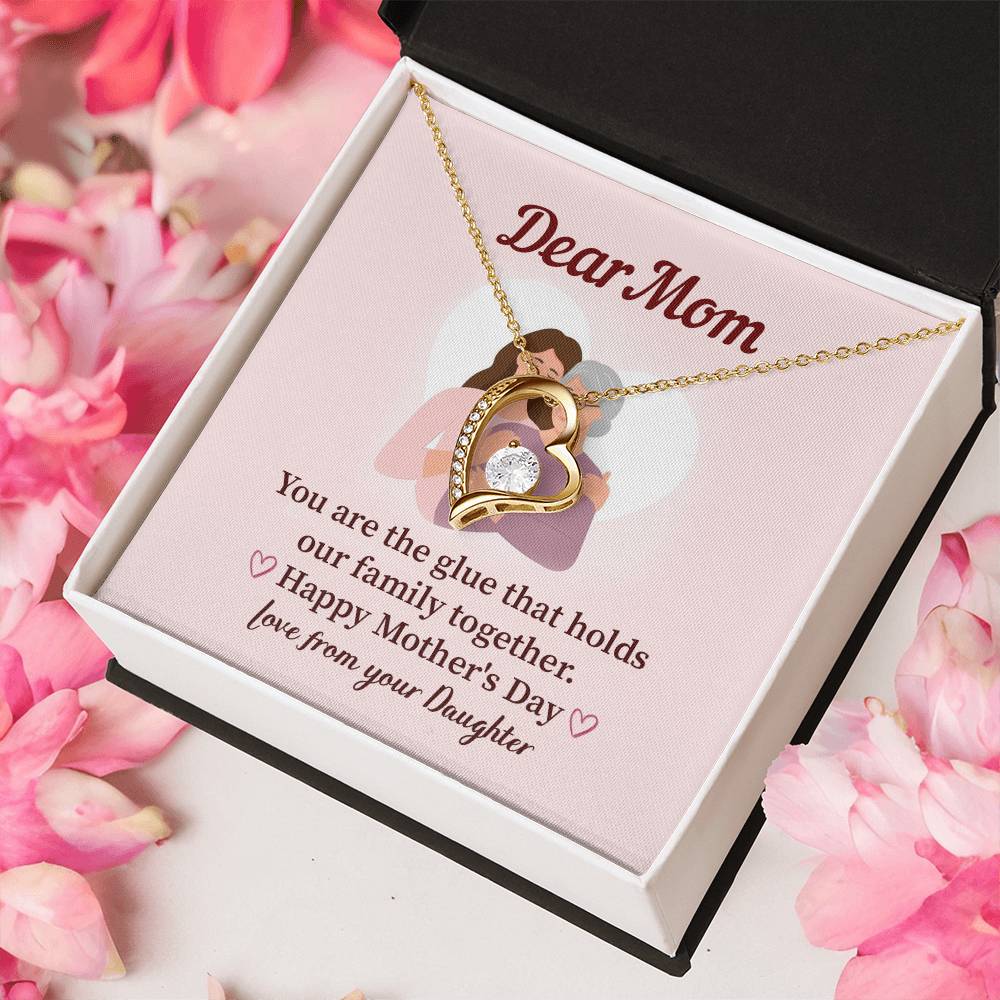 Dear Mom Family Glue Pendant Elegant Jewelry For A Mother’s Day Gift Sweet Gift For A Wonderful Woman Heartfelt Necklace Sentimental Jewelry Thank You Pendant Gift For A Special Mom Sweet Pendant For Family Love