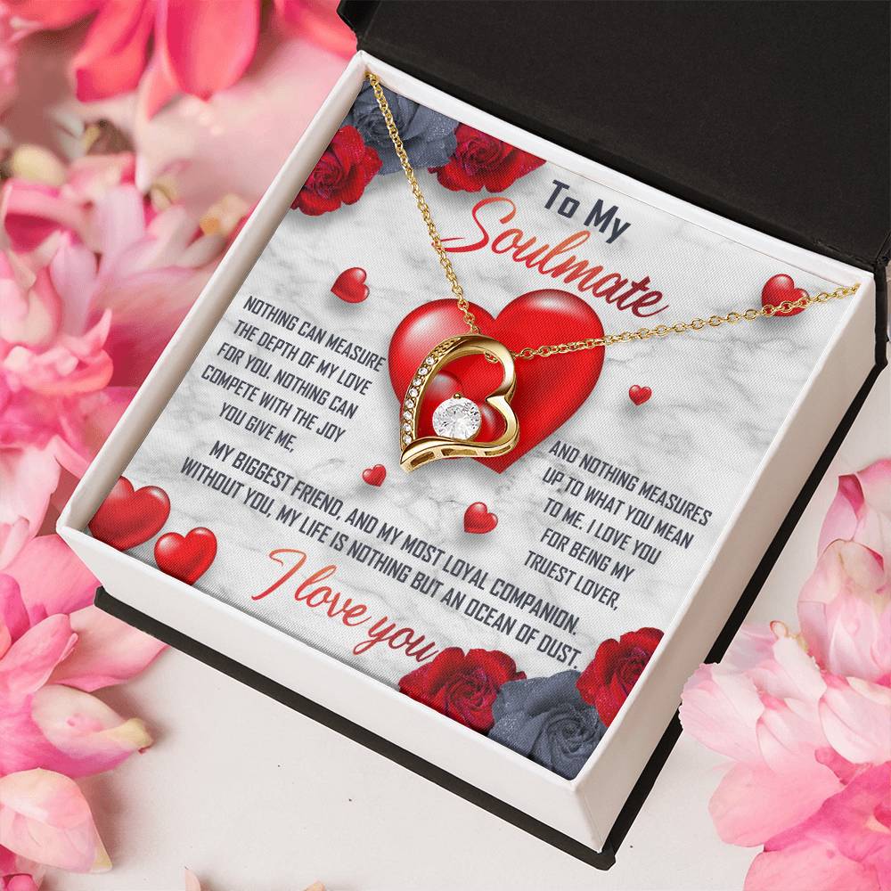 To My Soulmate Necklace Gift- Nothing Can Measure The Depth Of My Love For You, Valentine's Day Soulmate Jewelry With A Meaningful Message Card.