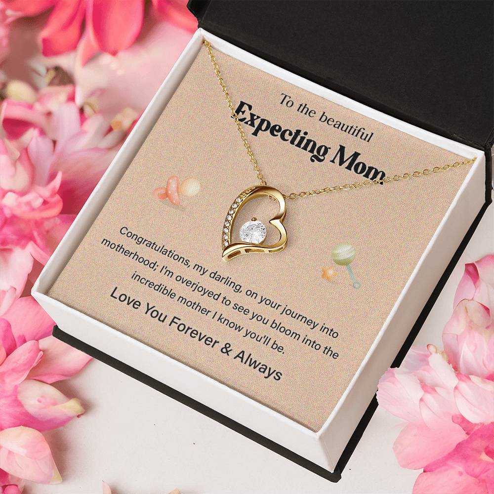 To The Beautiful Expecting Mom, Beautiful Expecting Mom Necklace Gift Best Necklace Gift For Expecting Mother Journey Into Motherhood Necklace Gift Necklace With Heartfelt Message Thoughtful Necklace Gift Best Mother’s Day Necklace Gift