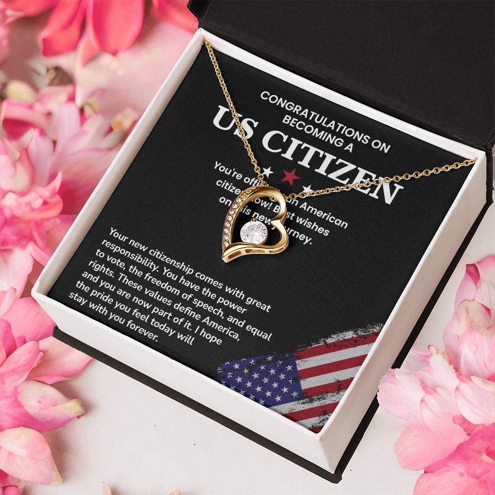 Congratulations Necklace For New U.s. Citizen Necklace For New U.s. Citizen Necklace With Citizenship Message Necklace For Official U.s. Citizen Necklace For New U.s. Patriot Jewelry For New U.s. Citizen Gift For U.s. Citizenship Ceremony