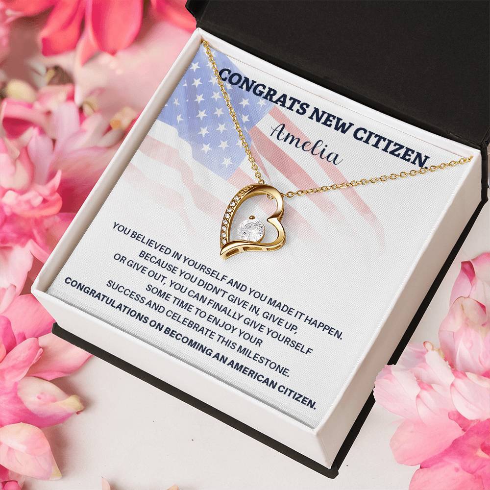 Congrats Necklace For New U.s. Citizen Amelia Necklace For New U.s. Citizen Gift For New American Citizen Necklace With Citizenship Message U.s. Citizenship Achievement Gift Necklace For Proud U.s. Citizen Necklace For Citizenship Success