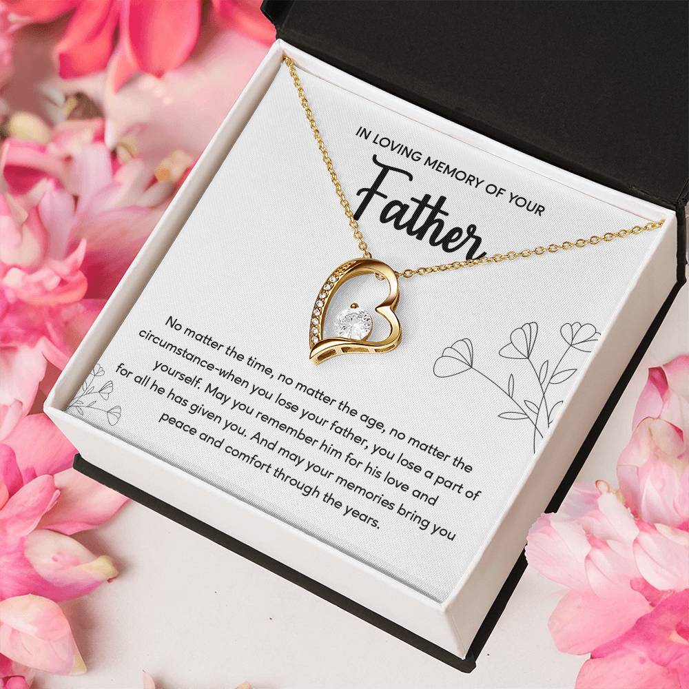 Sympathy Gift for Loss of Father Heart Necklace with Message Card