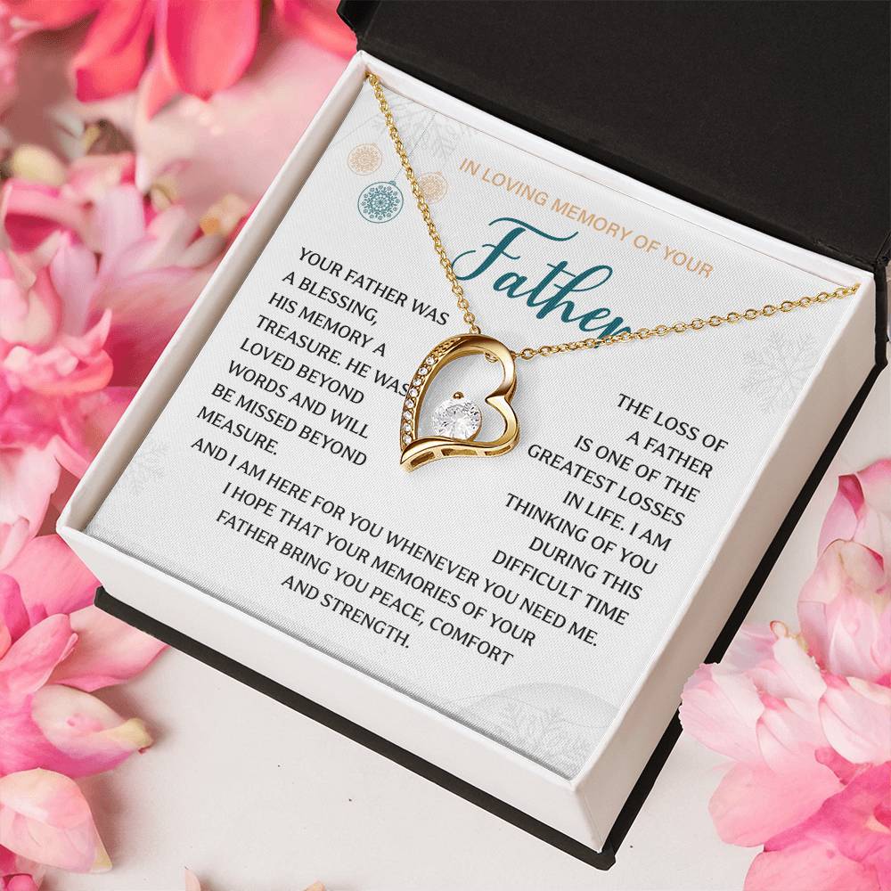 Sympathy Necklace Gift for Loss of Father with Message Card