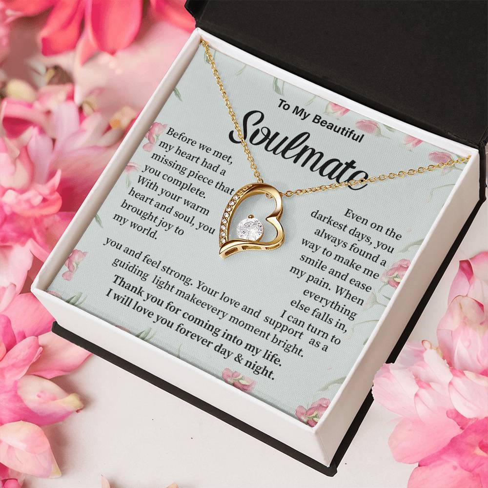 Soulmate Necklace Gift for Her – Romantic Message Card