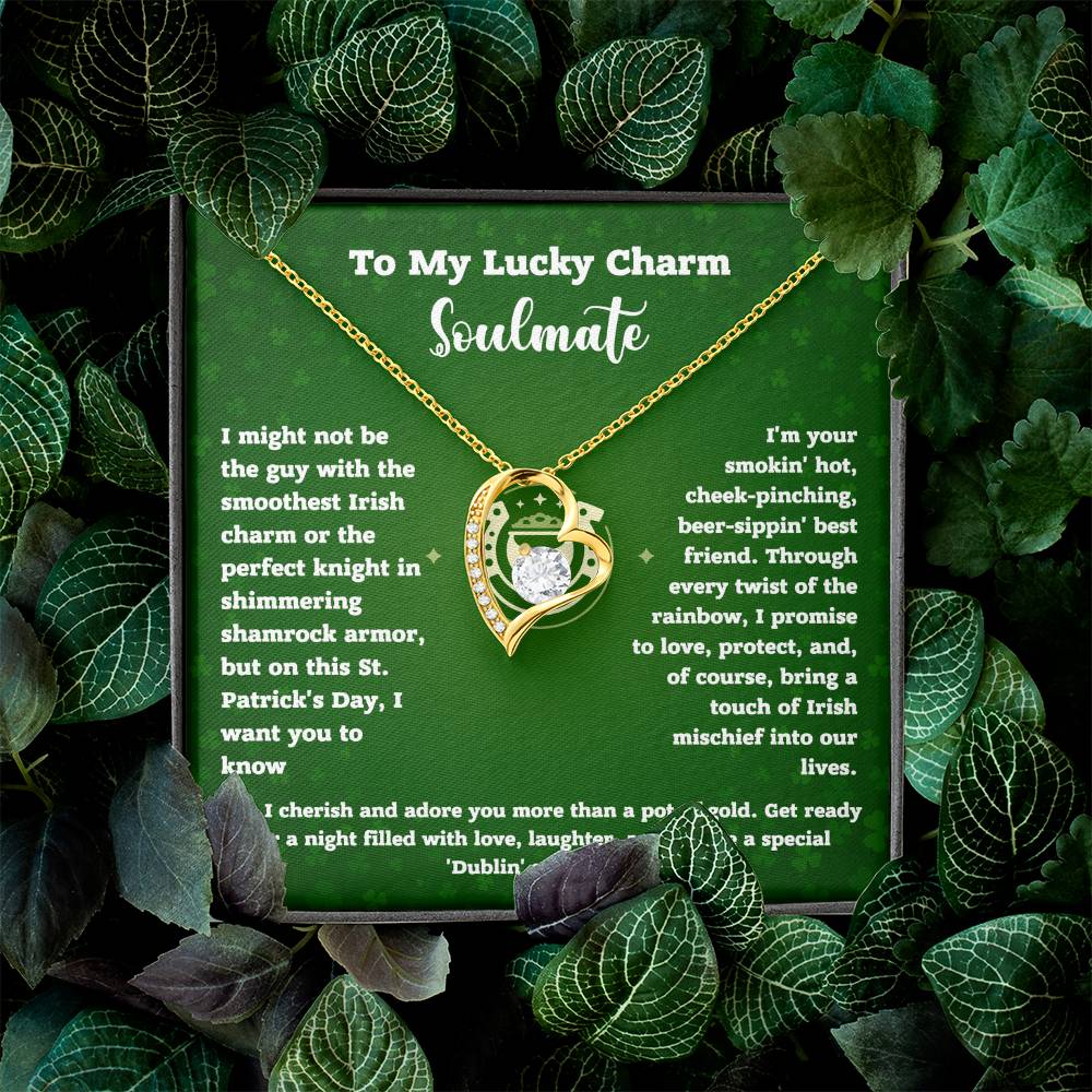 To My Lucky Charm Soulmate St Patricks Day Gift for Wife From Husband , Irish Husband Wife Forever Love Necklace