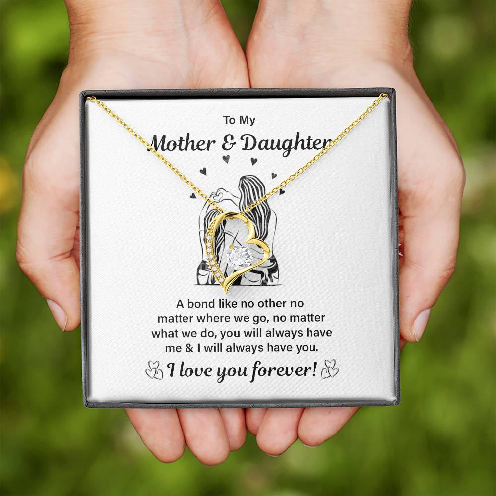 Mother Daughter Bond Necklace Gift with Message Card