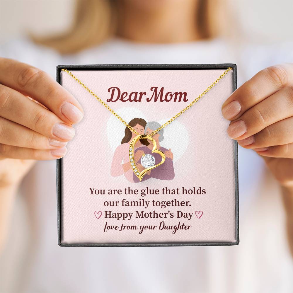 Dear Mom Family Glue Pendant Elegant Jewelry For A Mother’s Day Gift Sweet Gift For A Wonderful Woman Heartfelt Necklace Sentimental Jewelry Thank You Pendant Gift For A Special Mom Sweet Pendant For Family Love